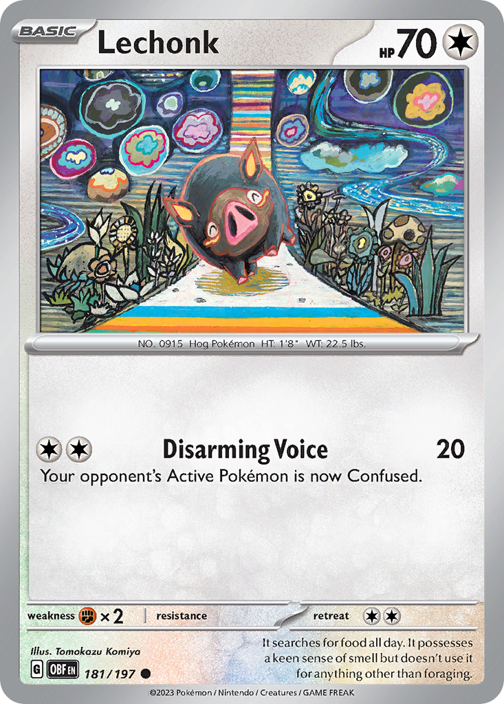 Lechonk 181 Obsidian Flames Pokémon card