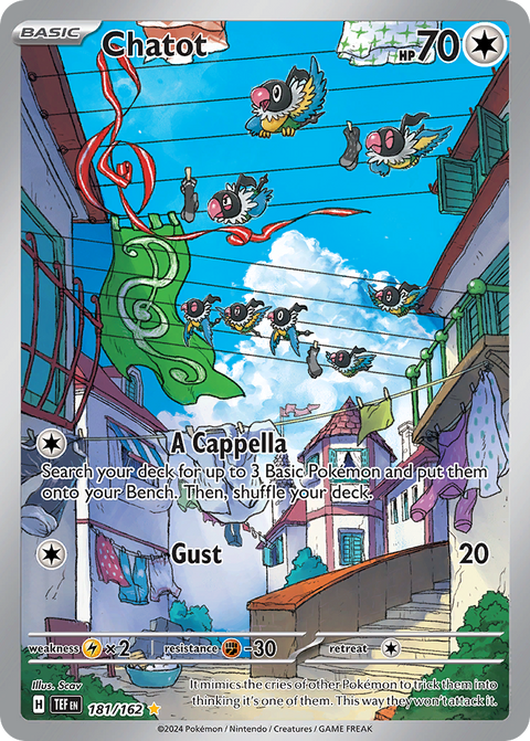 Chatot 181 Temporal Forces Pokémon card
