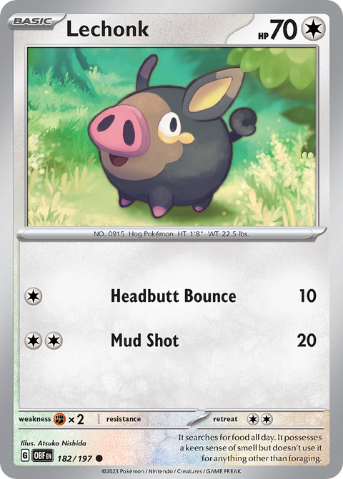 Lechonk 182 Obsidian Flames Pokémon card