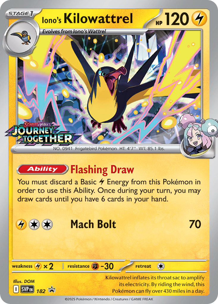 Iono's Kilowattrel 182 Scarlet & Violet Black Star Promos Pokémon card