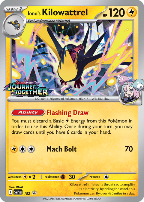 Iono's Kilowattrel 182 Scarlet & Violet Black Star Promos Pokémon card