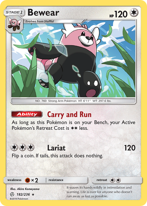 Bewear 182 Cosmic Eclipse Pokémon card