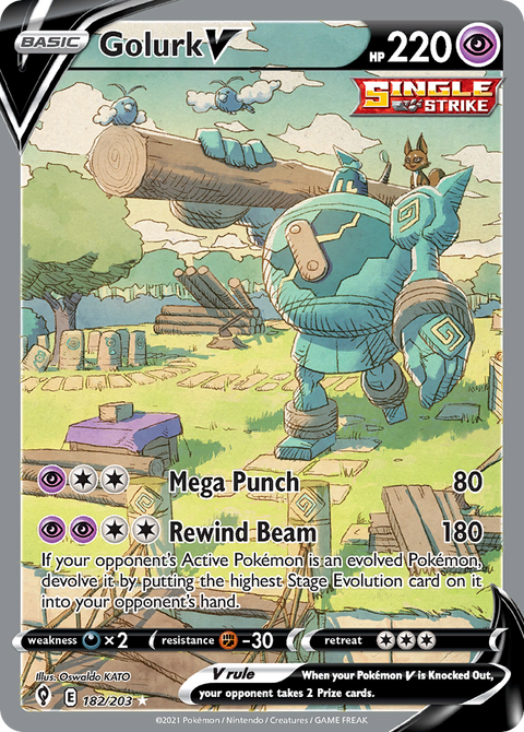 Golurk V 182 Evolving Skies Pokémon card