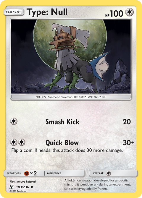 Type: Null 183 Unified Minds Pokémon card