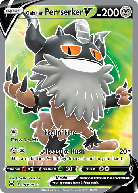Galarian Perrserker V 183 Lost Origin Pokémon card