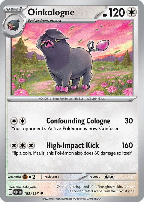 Oinkologne 183 Obsidian Flames Pokémon card