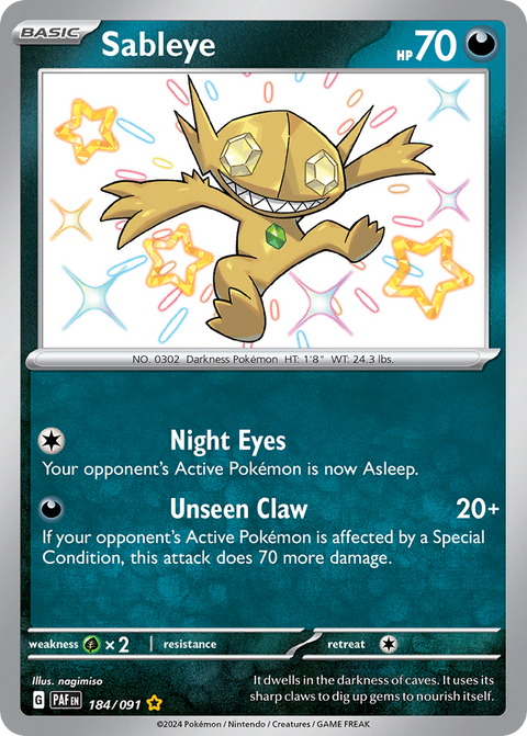 Sableye 184 Paldean Fates Pokémon card
