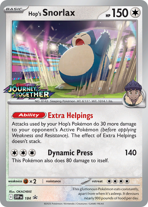 Hop's Snorlax 184 Scarlet & Violet Black Star Promos Pokémon card