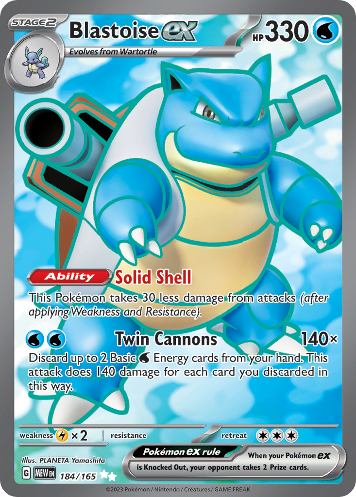 Blastoise ex 184 151 Pokémon card