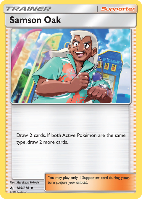 Samson Oak 185 Unbroken Bonds Pokémon card