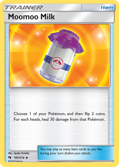 Moomoo Milk 185 Lost Thunder Pokémon card