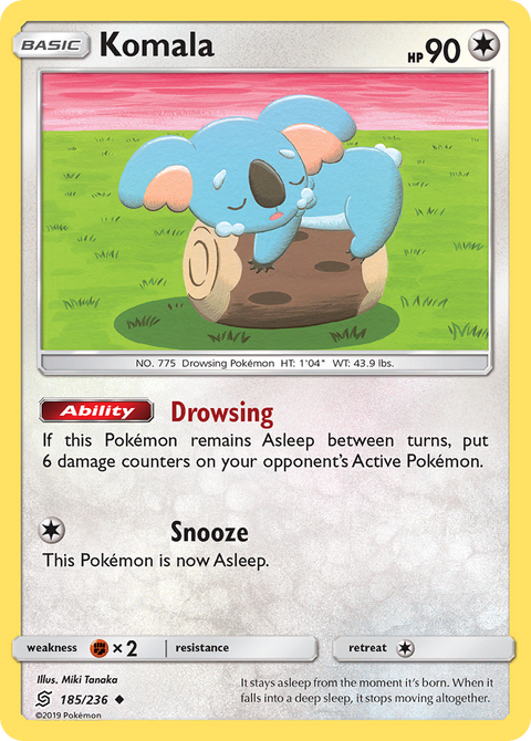 Komala 185 Unified Minds Pokémon card