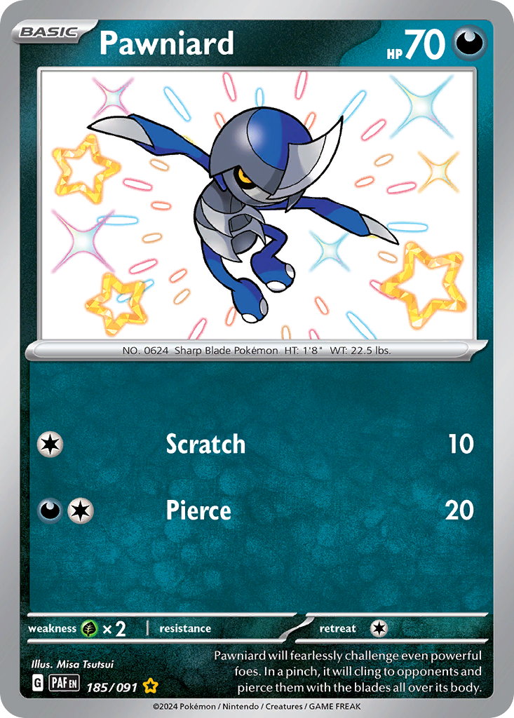 Pawniard 185 Paldean Fates Pokémon card