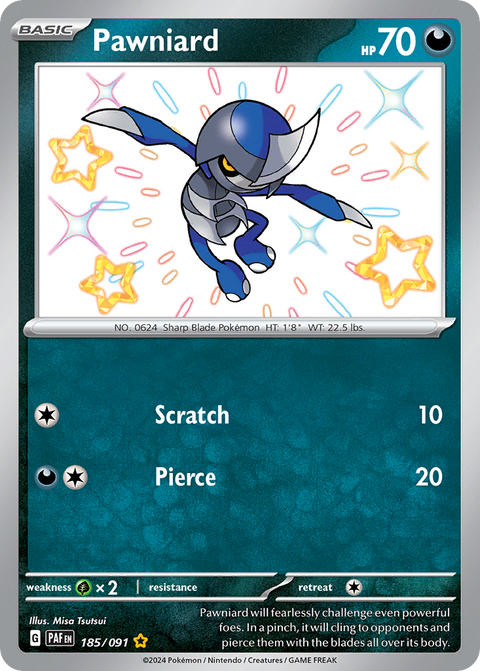 Pawniard 185 Paldean Fates Pokémon card