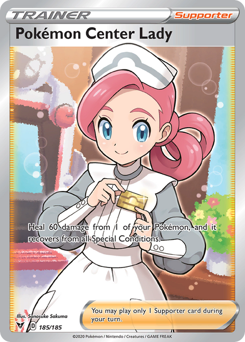 Pokémon Center Lady 185 Vivid Voltage Pokémon card
