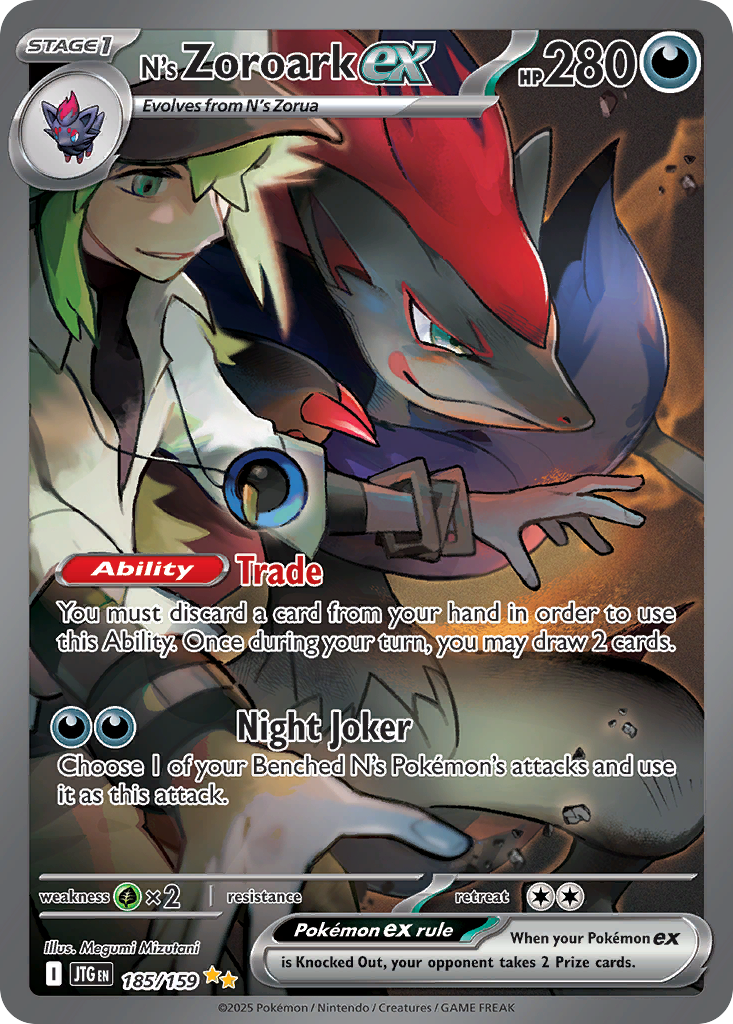 N's Zoroark ex 185 Journey Together Pokémon card