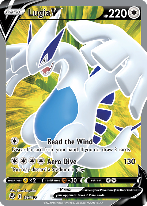 Lugia V 185 Silver Tempest Pokémon card