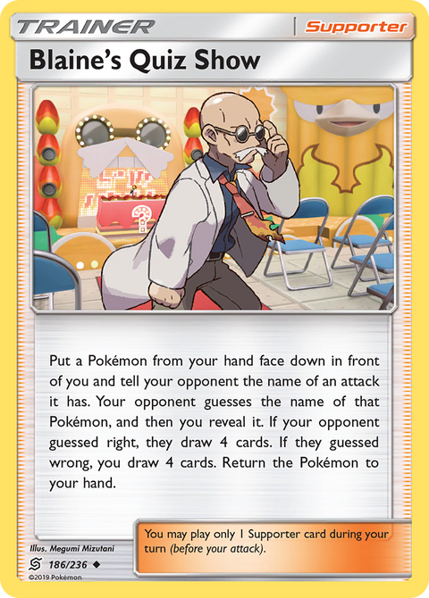 Blaine's Quiz Show 186 Unified Minds Pokémon card
