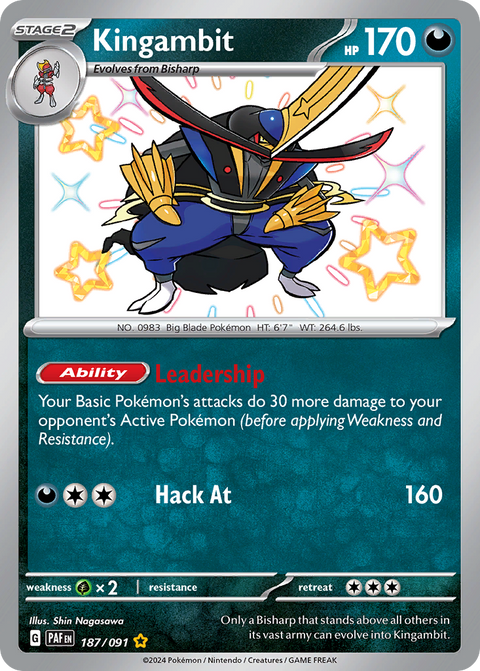 Kingambit 187 Paldean Fates Pokémon card