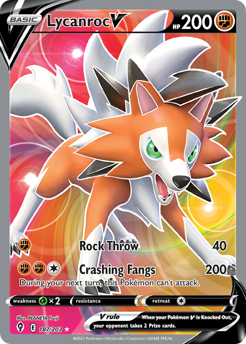 Lycanroc V 187 Evolving Skies Pokémon card