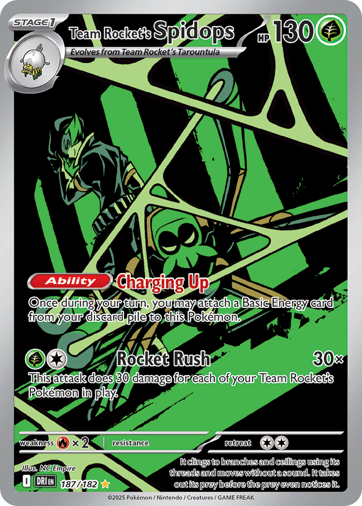 Team Rocket's Spidops 187 Destined Rivals Pokémon card