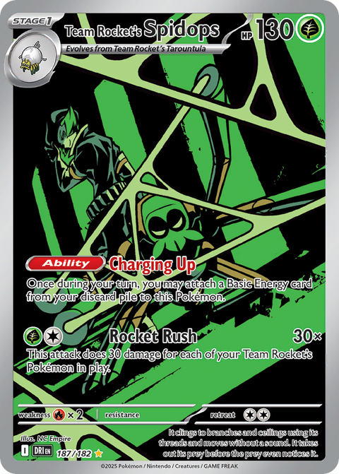 Team Rocket's Spidops 187 Destined Rivals Pokémon card