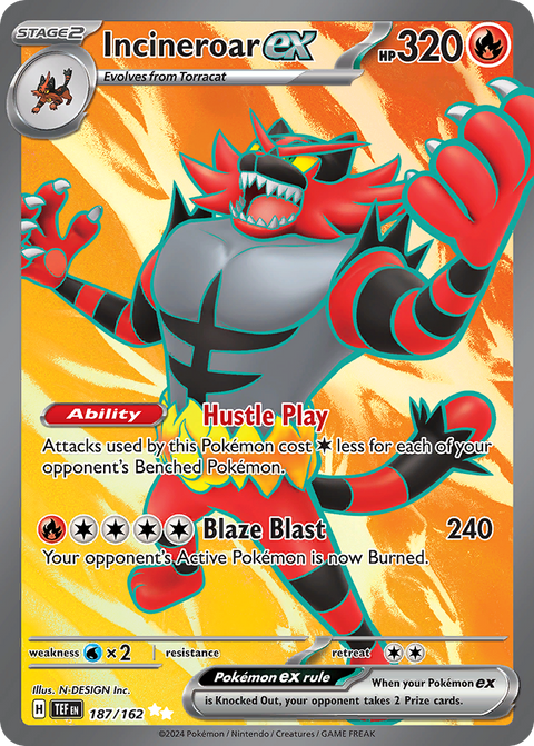Incineroar ex 187 Temporal Forces Pokémon card