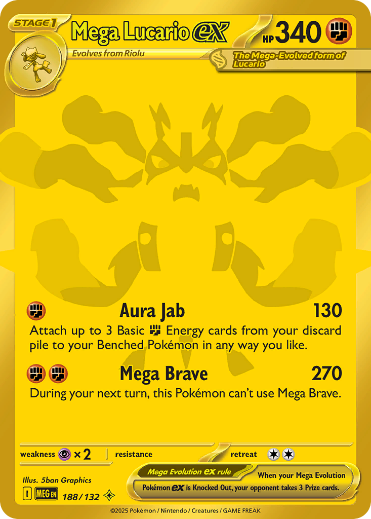 Mega Lucario ex 188 Mega Evolution Pokémon card