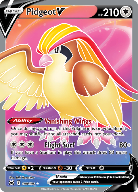 Pidgeot V 188 Lost Origin Pokémon card