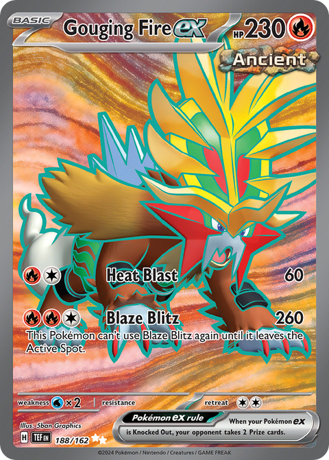 Gouging Fire ex 188 Temporal Forces Pokémon card
