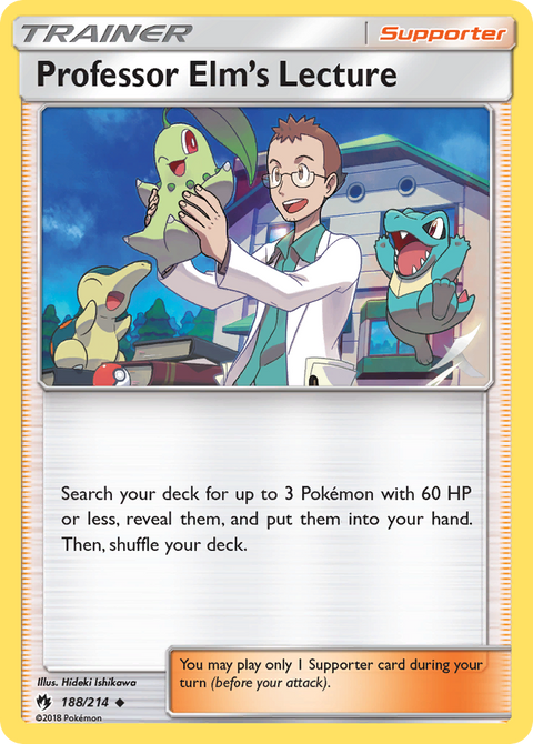 Professor Elm's Lecture 188 Lost Thunder Pokémon card