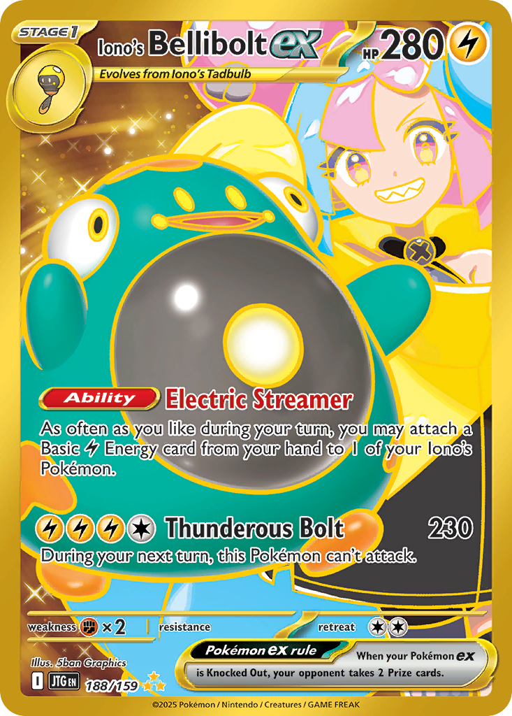 Iono's Bellibolt ex 188 Journey Together Pokémon card