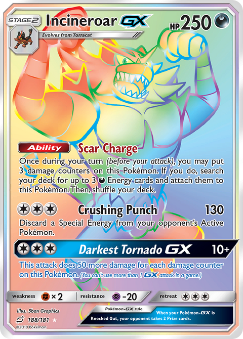 Incineroar-GX 188 Team Up Pokémon card