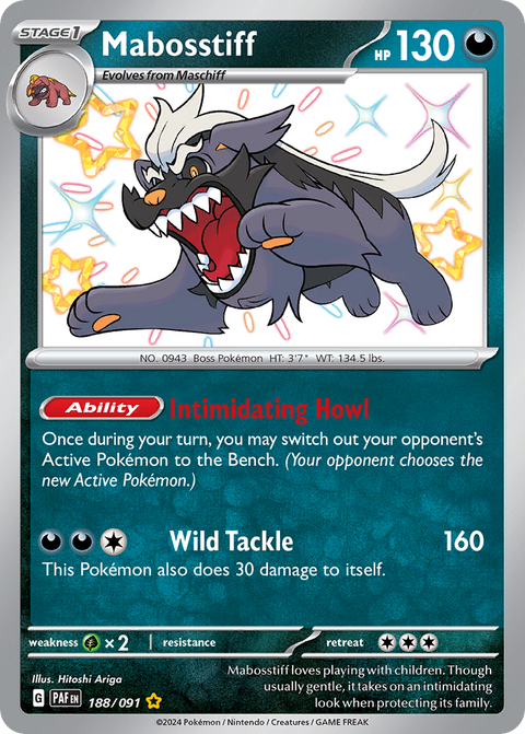 Mabosstiff 188 Paldean Fates Pokémon card