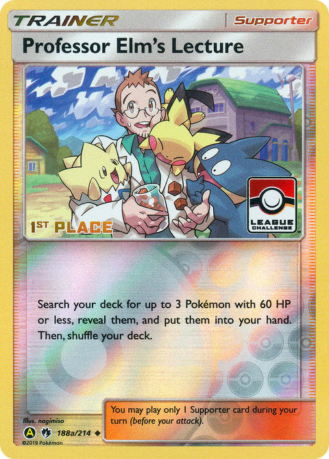 Professor Elm's Lecture 188a Lost Thunder Pokémon card