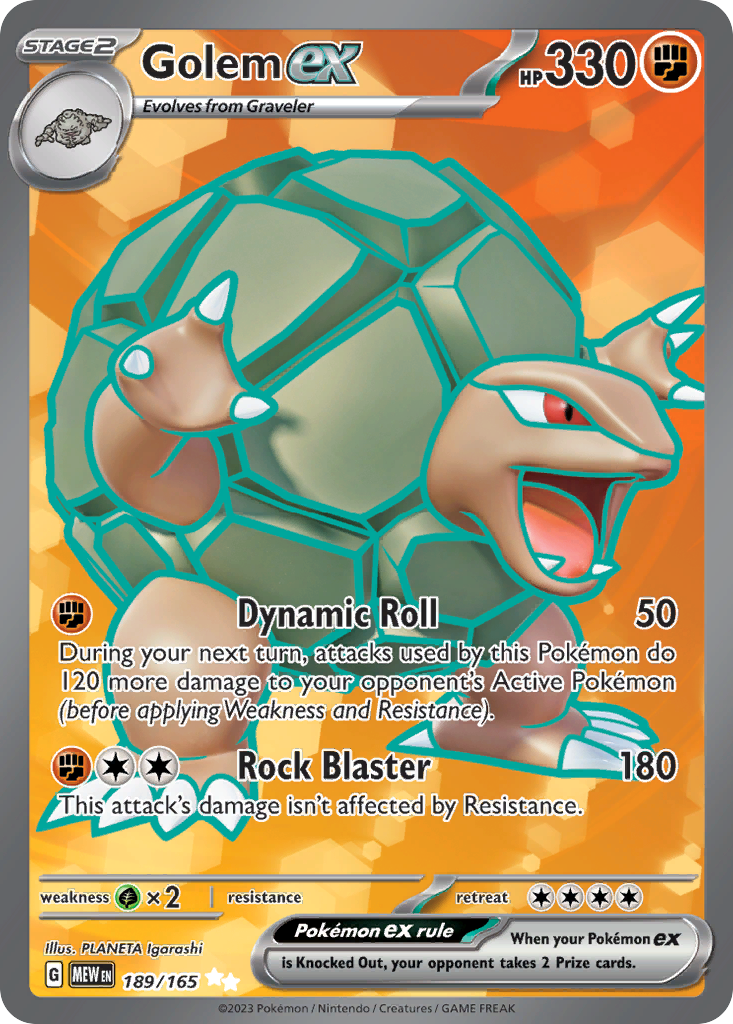 Golem ex 189 151 Pokémon card