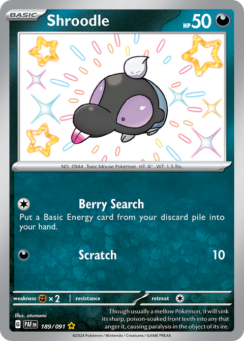 Shroodle 189 Paldean Fates Pokémon card