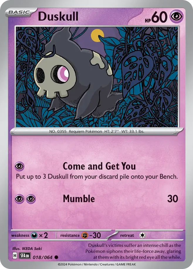 Duskull 18 Shrouded Fable Pokémon card