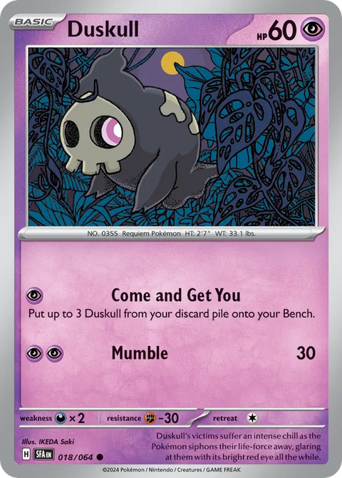 Duskull 18 Shrouded Fable Pokémon card