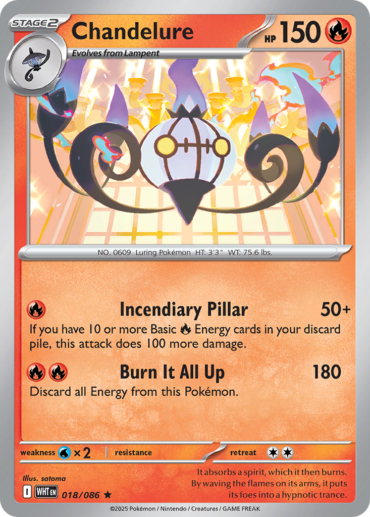 Chandelure 18 White Flare Pokémon card