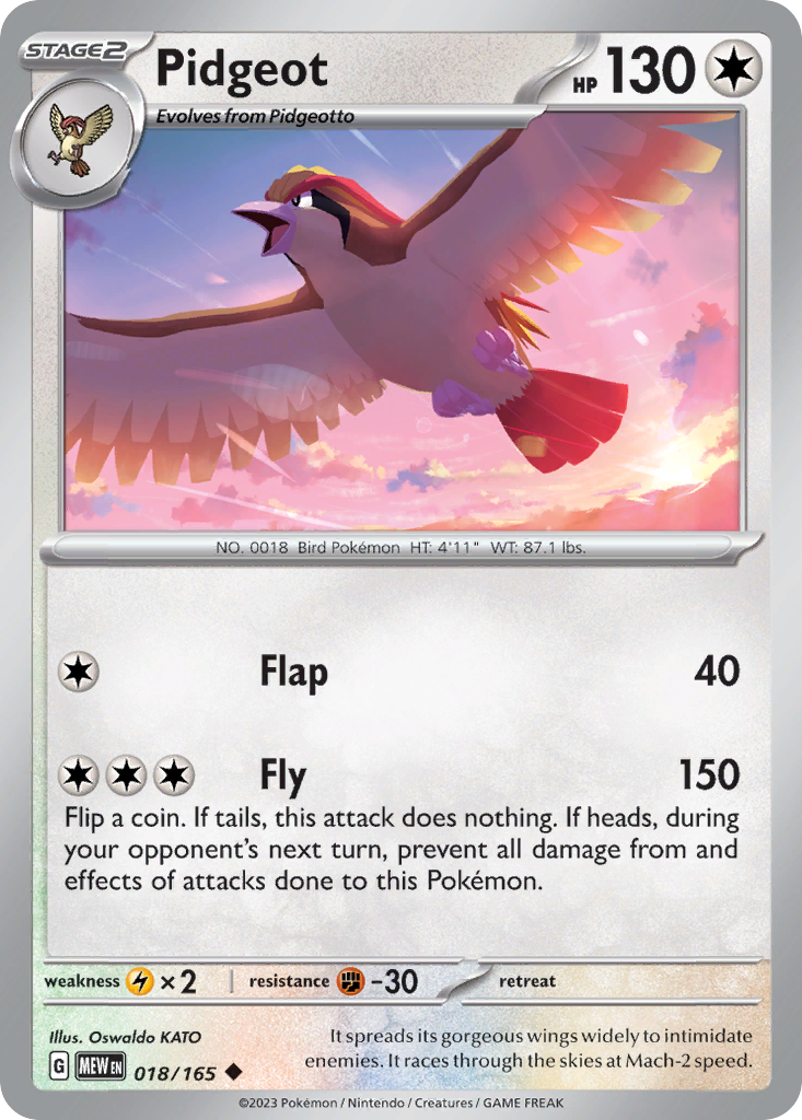 Pidgeot 18 151 Pokémon card