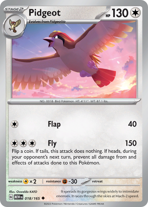 Pidgeot 18 151 Pokémon card
