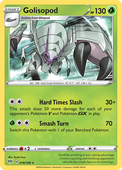 Golisopod 18 Darkness Ablaze Pokémon card