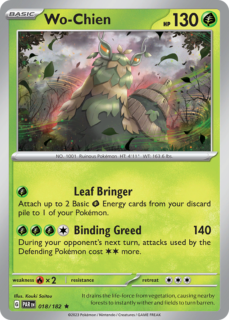 Wo-Chien 18 Paradox Rift Pokémon card