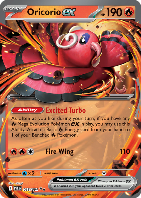 Oricorio ex 18 Phantasmal Flames Pokémon card