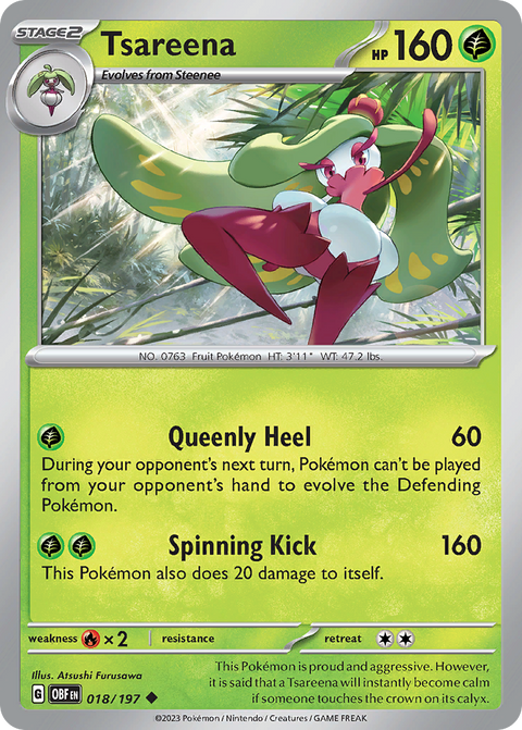 Tsareena 18 Obsidian Flames Pokémon card