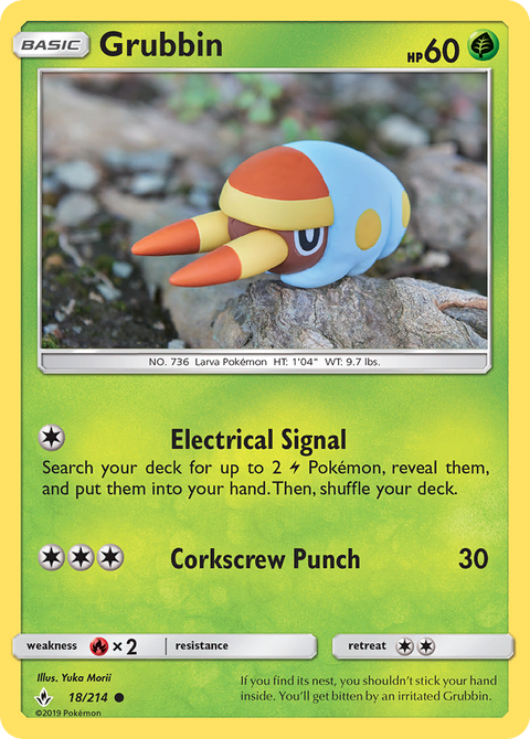 Grubbin 18 Unbroken Bonds Pokémon card