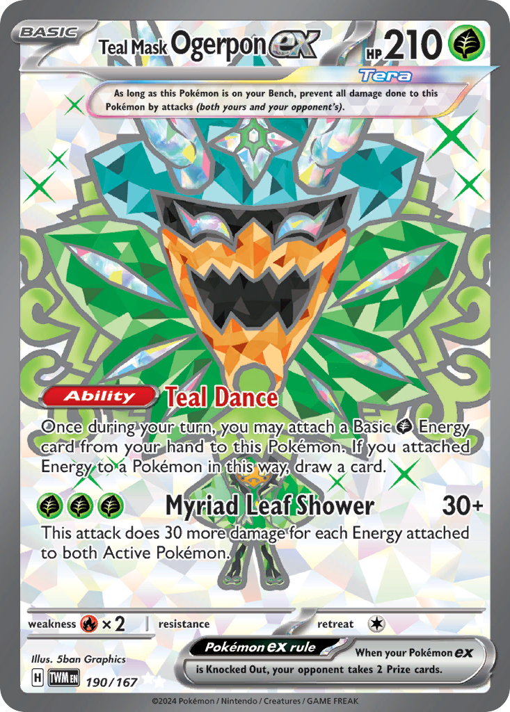 Teal Mask Ogerpon ex 190 Twilight Masquerade Pokémon card