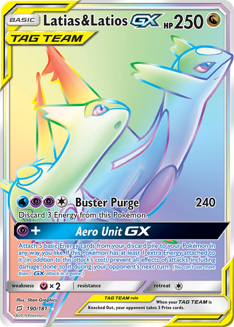 Latias & Latios-GX 190 Team Up Pokémon card