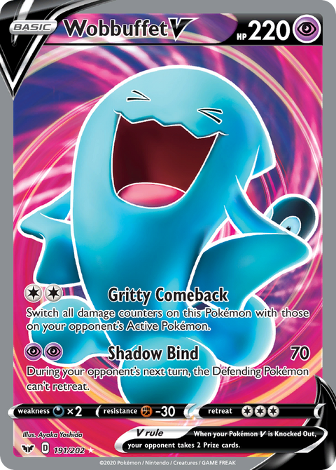 Wobbuffet V 191 Sword & Shield Pokémon card